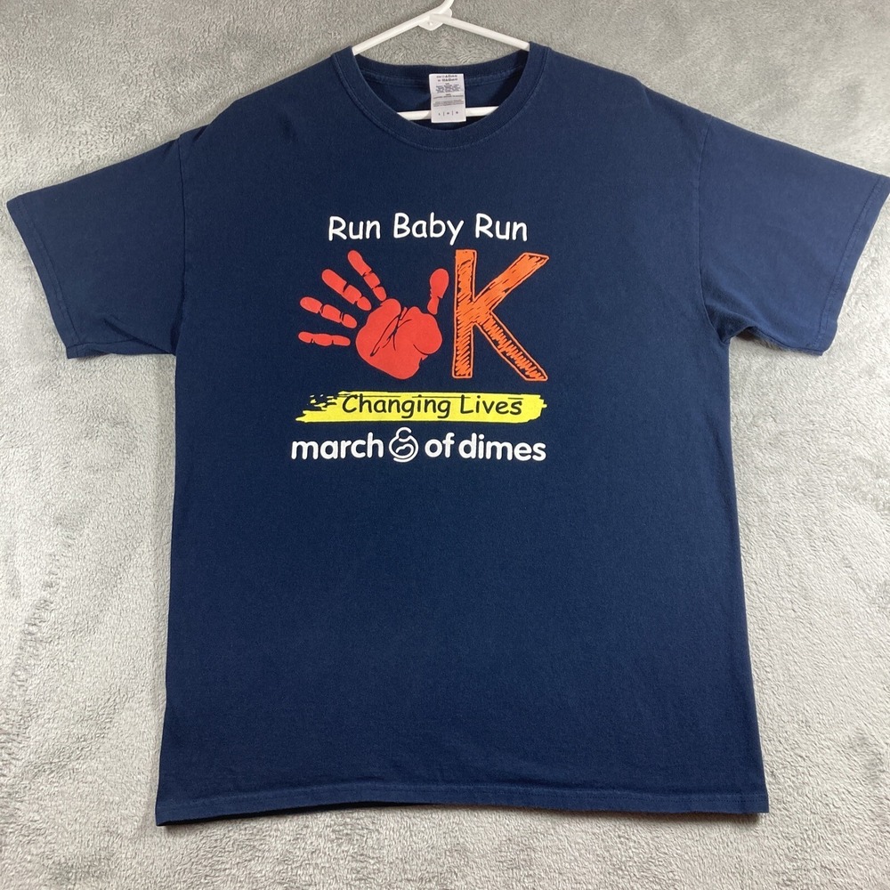 March of Dimes Shirt Adult Large Blue 5K Run Road Race Graphic Tee Festival